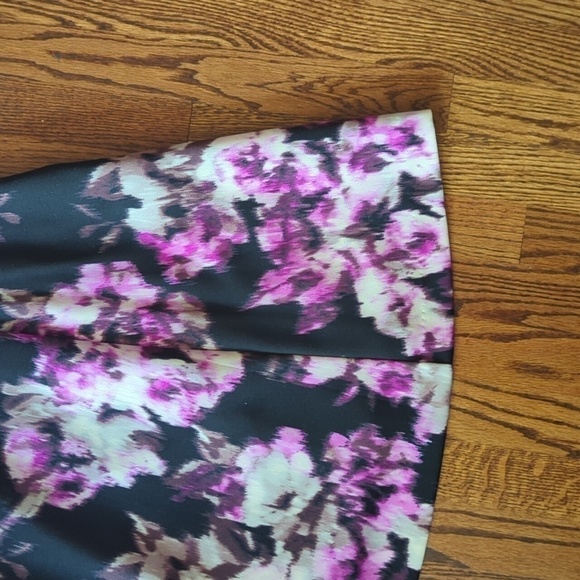 New Eliza J Dress Jeweled Neck purple abstract Print Flared Scuba Knit SZ: 14 - Picture 6 of 8